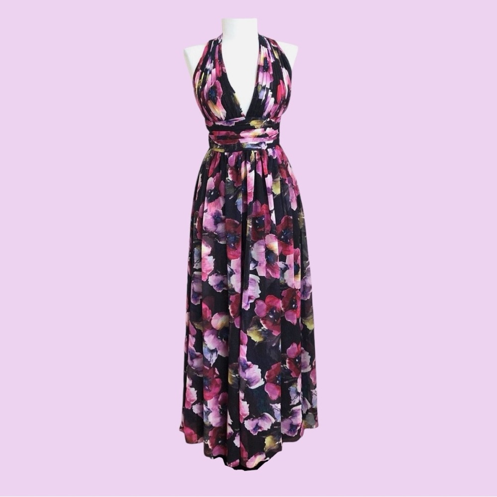 Never worn, Aidan Mattox Romantic Floral Sheer Maxi Gown size 8